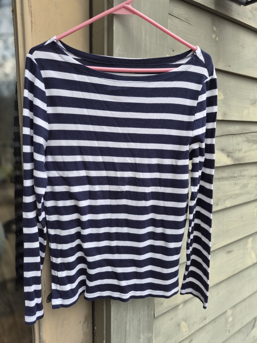 GAP Navy and White Striped Boatneck Tee